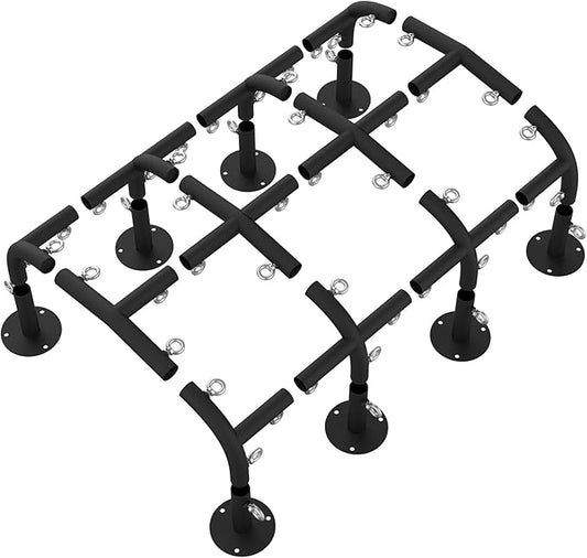 1 3/8'' Canopy Fittings for 8 Leg Carport Frame Parts, Black Canopy Pipe Fittings with Eye Bolts, Carport Frame Kit Low Peak Connectors with 156 Degree Angle(20Pcs)