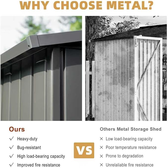 Domi Outdoor Storage Shed 11’ x 9’, Metal Sheds with Galvanized Steel Frame & Windows & Lockable Door, Garden Shed Tool Storage Room for Patio(Dark Gray)