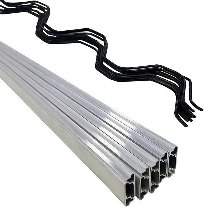 20 Set Greenhouse Lock Channel and Spring Wire,1MM Thick Aluminum Alloy Lock Channel and PVC Coated Spring Wires for Fixing Greenhouse Plastic Cover and Shade Cloth,6.6 FT,20 Set, LC20