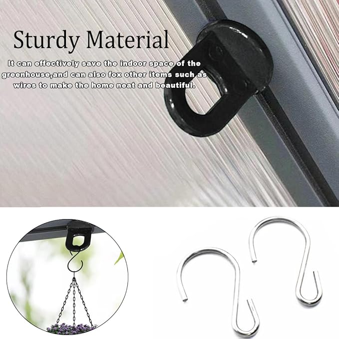 ELANE 30 Pcs Greenhouse Hooks and Twist Clips, Plastic Fixing Clips for Outdoor Garden Hanging Plants. (Black)