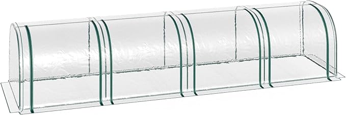 Outsunny 13' x 3' x 2.5' Mini Greenhouse, Portable Tunnel Green House with Roll-Up Zippered Doors, UV Waterproof Cover, Steel Frame, Clear