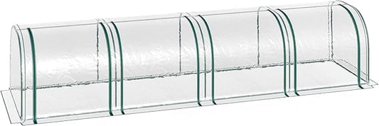 Outsunny 13' x 3' x 2.5' Mini Greenhouse, Portable Tunnel Green House with Roll-Up Zippered Doors, UV Waterproof Cover, Steel Frame, Clear