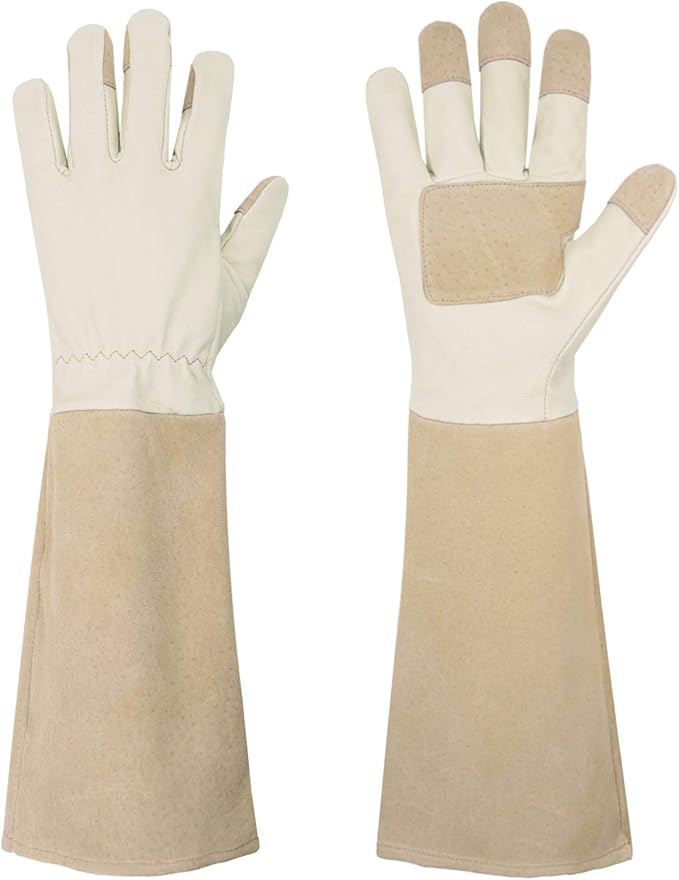 Rose Pruning Gloves for Men & Women, Long Thorn Proof Gardening Gloves, Breathable Pigskin Leather Gauntlet, Best Garden Gifts & Tools for Gardener