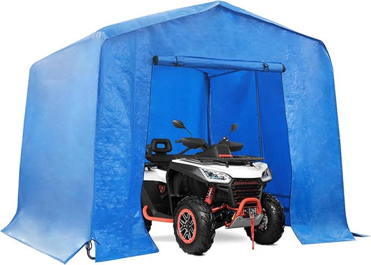 6x10x6 FT Outdoor Storage Shelter Carport, Portable Storage Tent with Roll-up Door, Waterproof Outdoor Carport for Bike, Lawn Mower, ATV Storage (Blue)