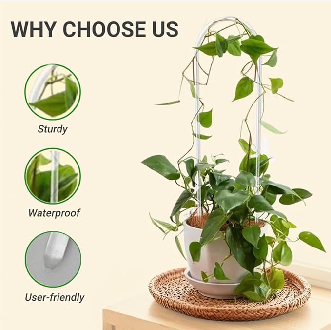 2 Pack U-Shaped Clear Acrylic Plant Supports - 14 inches Indoor/Outdoor Climbing Vine Trellis for Potted Plants, Ideal for Ivy & Tropical Houseplants,Plant Support Hoya Trellis