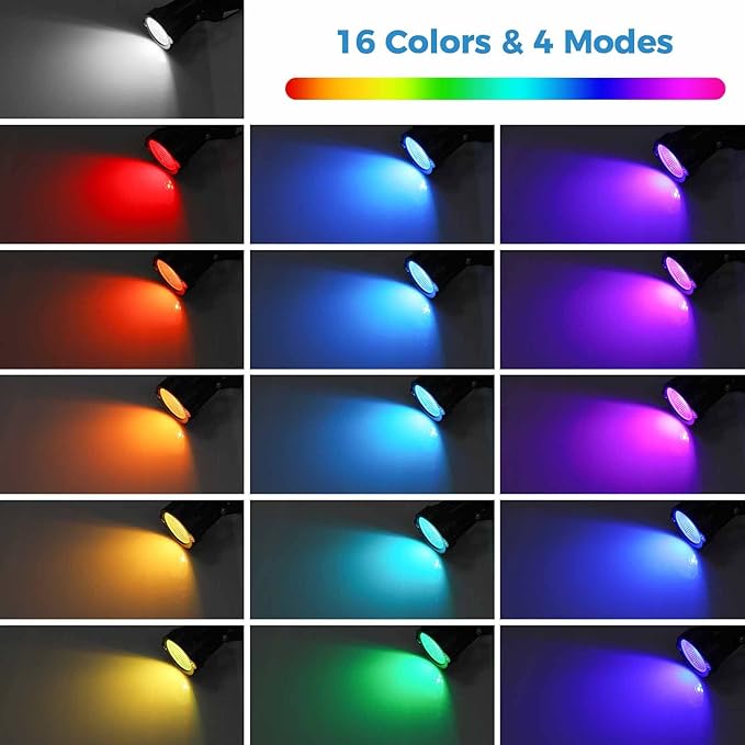 Yard Spot Lights Outdoor, 20W RGB Colored Landscape Lights with Remote, LED Waterproof Spotlights for Yard Lawn Path Tree Garden (4 Lights)