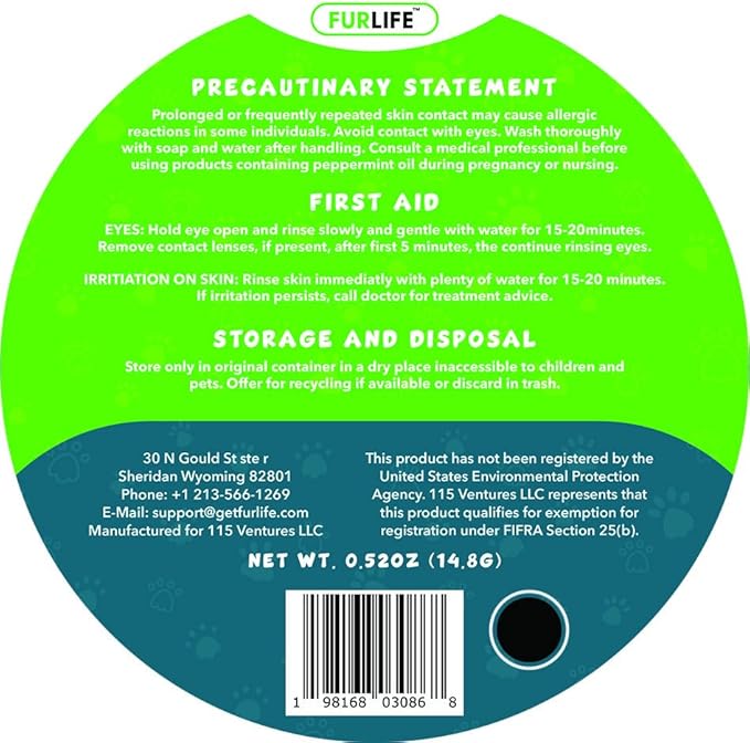 FurLife Black Dog Tag, Flea and Tick Prevention for Dogs - Waterproof Pendant for Collar, Safe for All Breeds