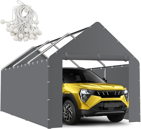 Canopy Sidewalls for 10' x 20' Carport with Ball Bungee Cords, Shelter Logic Replacement Covers Canopy Walls for Car Tent Garage(Sidewalls Only) (Grey)