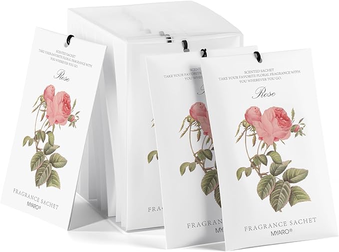 MYARO 12 Rose Sachets for Drawers and Closets, Long-Lasting Sachets Bags Drawer deodorizers Closet Scents Air FreshenerFresh Scents, Home Fragrance for Lover
