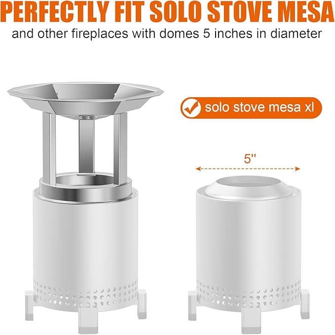 KEESHA Heat Deflector for Mesa Solo Stove 5’’, 304 Stainless Steel Heat Diffuser with 3 Detachable Legs, 1.4 lbs Masa Fire Pit Accessories-Capture Warmth & Expands Heat Radius, 7.8’’