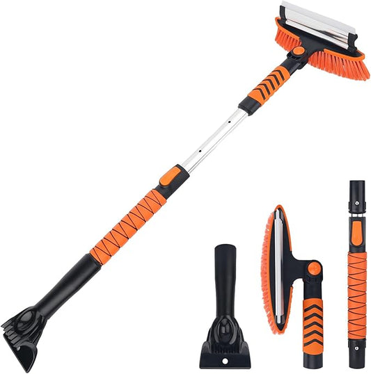 KeFanta Snow Removal Brush and Ice Scrapers for Car Windshield, 3 in 1 Heavy Duty 42'' Extendable Broom for SUV and Truck Window, Automotive Winter Accessories
