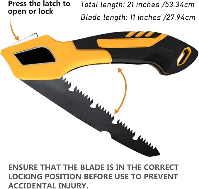 10-inch folding saw, sharper blades, outdoor and camping saws, hunting/bone saws, handling firewood, fire pit lumber, lawn and garden work, pruning trees and shrubs, easy to use and store