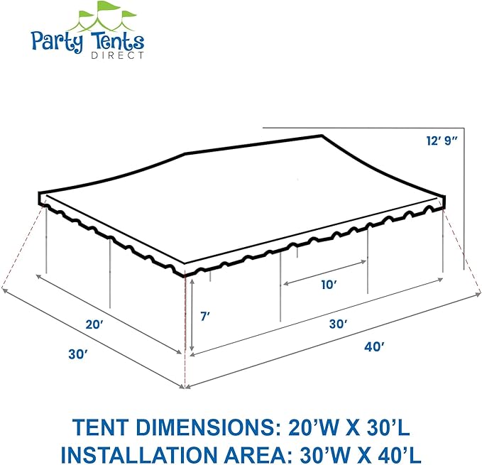 Party Tents Direct 20'x30' Canopy Tent, Weekender Canopy Pole Tent, Easy Up with Heavy Duty PVC White Top, 120 Person Capacity, Outdoor Canopies, Tents for Parties, Weddings & Events