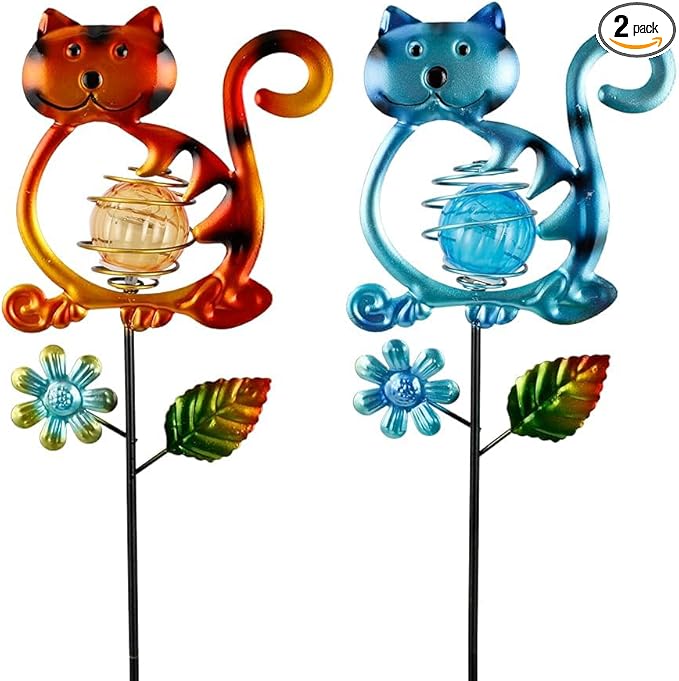 Solar Garden Lights Outdoor Decor,26.4''H Cat Figurine Lights,Waterproof Decorative Garden Stakes for Lawn Patio Pathway, Cat Lover Gifts for Mom Women Birthday Christmas