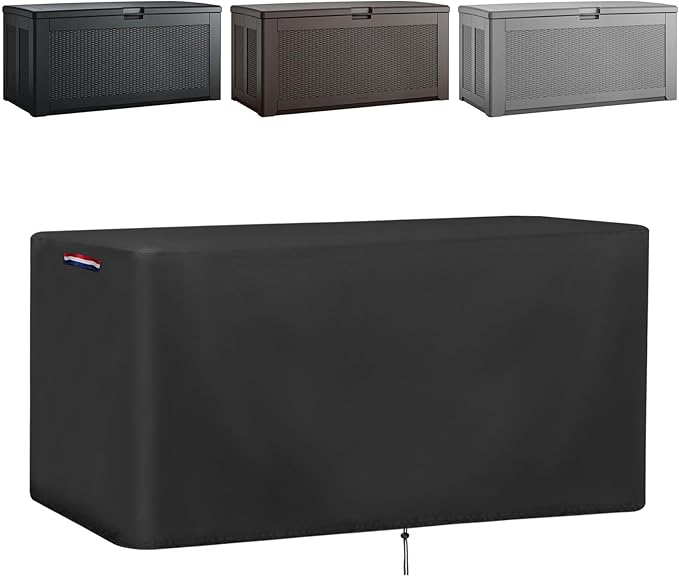 Outdoor Storage Deck Box Cover, Waterproof Outdoor Storage Container Covers 113 Gal ,Heavy Duty Patio Storage Bench Cover for Patio Furniture,59"W x 15"D x 31.5"H