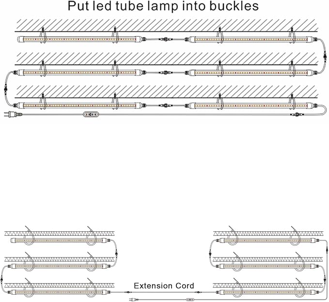 CusomikT8 T5 LED Grow Light Strips 2ft 60W(6x10W, 500W Equivalent) Full Spectrum, IP65 Waterproof Indoor Outdoor Plant Grow Lights for Greenhouse Shelves Wired Timing Switch, Plug Play 6-Pack