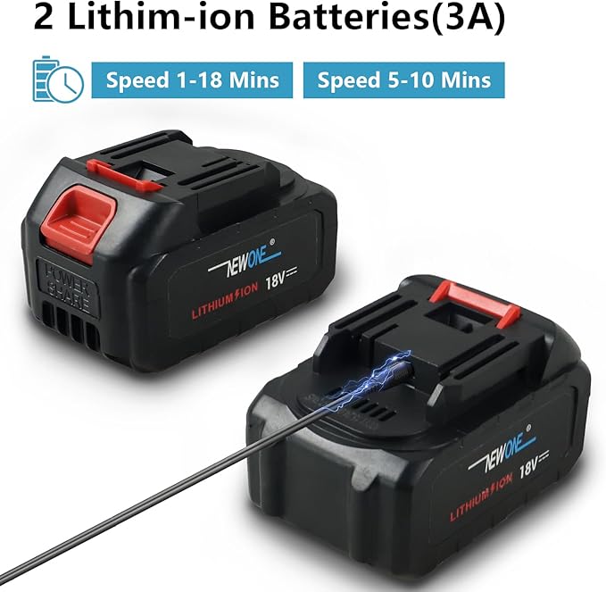 NEWONE Leaf Blower Cordless Hand Electric Leaf Blower/Leaf Vacuum,20V 5 Speed Lightweight Sweeper Vacuum with 2 Battery and Charger,Portable for Lawn Care/Dust/Pet Hair/Dust/Trash