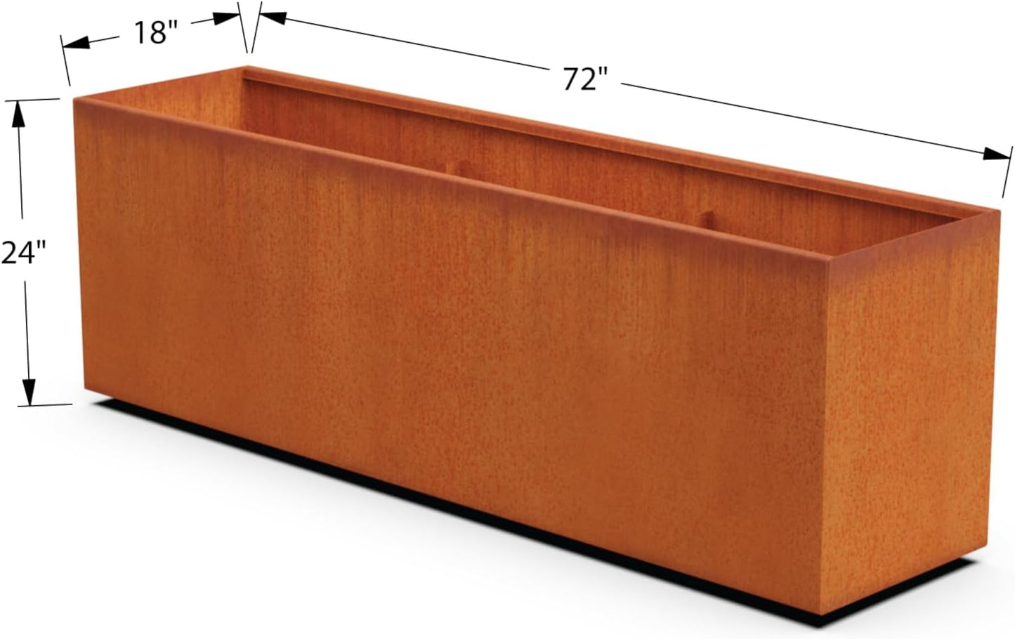 Large Rectangular Planters for Outdoor Plants – 72x18x24 Extra Large Corten Steel Planter | Heavy-Duty Metal Planter Box for Patios, Decks and Commercial Landscapes