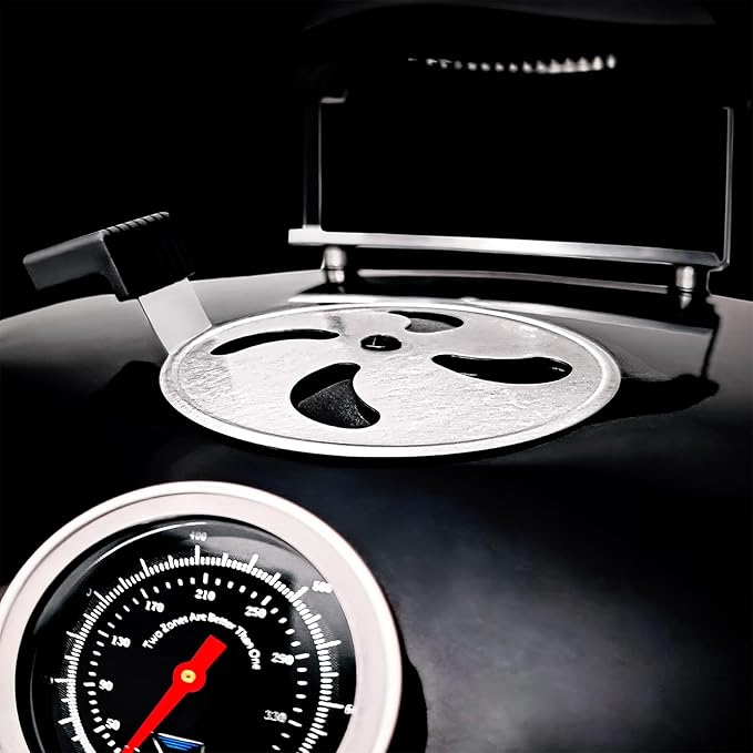 SnS Grills Original Kettle Charcoal Grill with Patented Slow 'N Sear Deluxe Insert and EasySpin Grate for Two-Zone Cooking, Low ‘N Slow Smoking and BBQing - Black 22-Inch