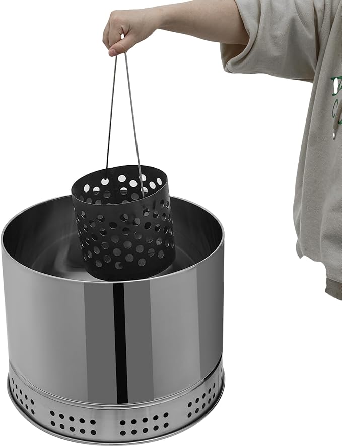 Large Portable Smokeless Charcoal Grill - 360° Stainless Steel BBQ Barrel with 50 Skewers, Ideal for Camping, Picnics & Backyard Cooking