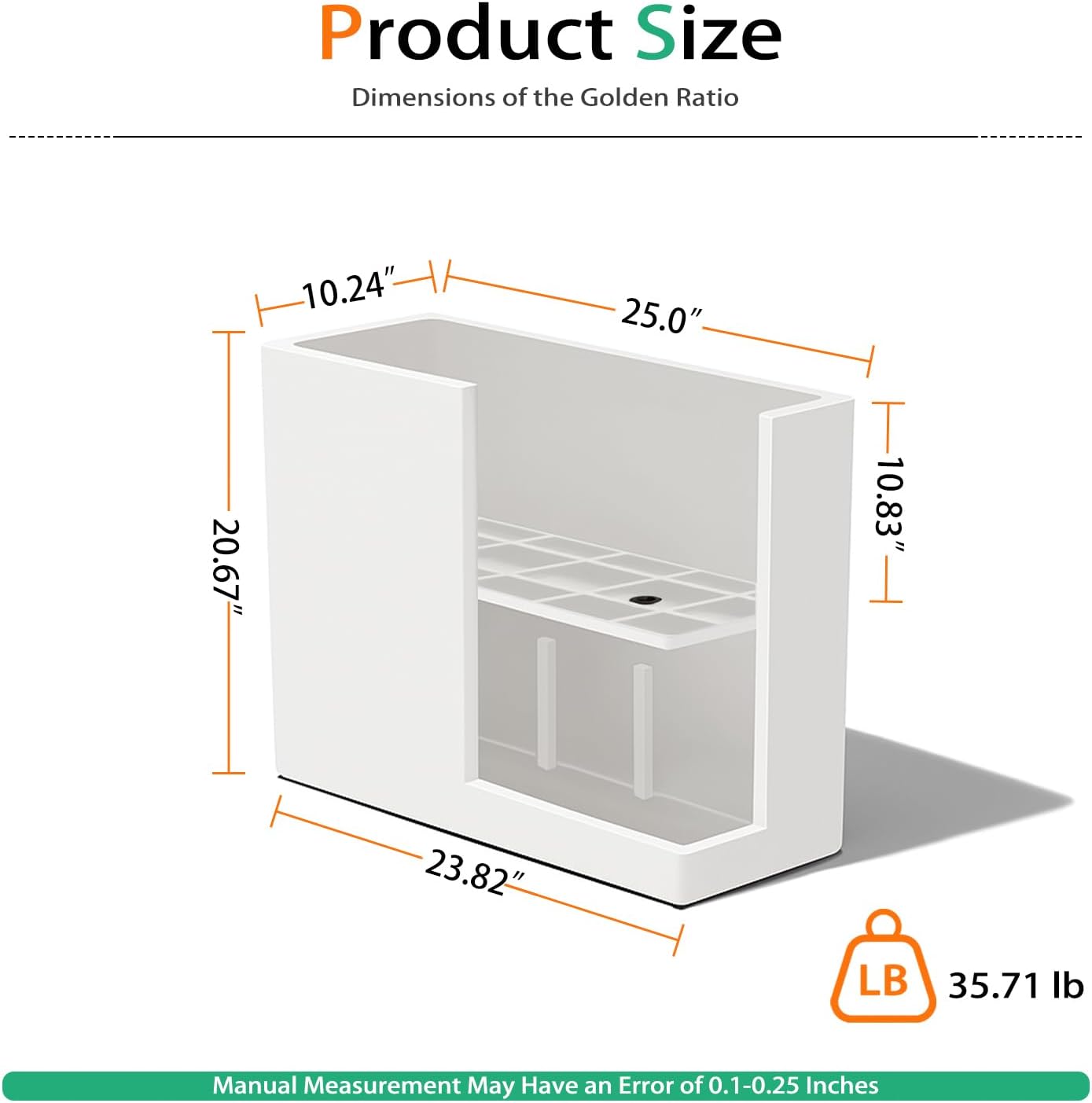 Rectangular Planter Box for Outdoor Plants, Large Tall Resin Flower Pots for Garden, Front Porch, Patio, Indoor (White, 25 x 21 inch)