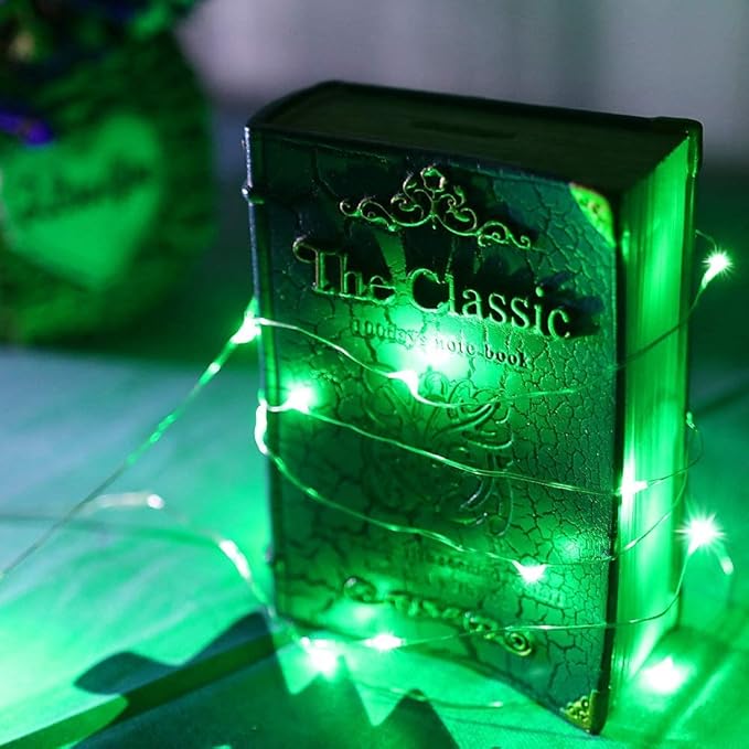 VOOKRY 8 Pack 30 Led Fairy Lights Battery Operated String Lights - 10 ft Green Waterproof Silver Wire Firefly Starry Moon Lights for DIY Crafts Party Wedding Centerpiece Table Halloween Decorations