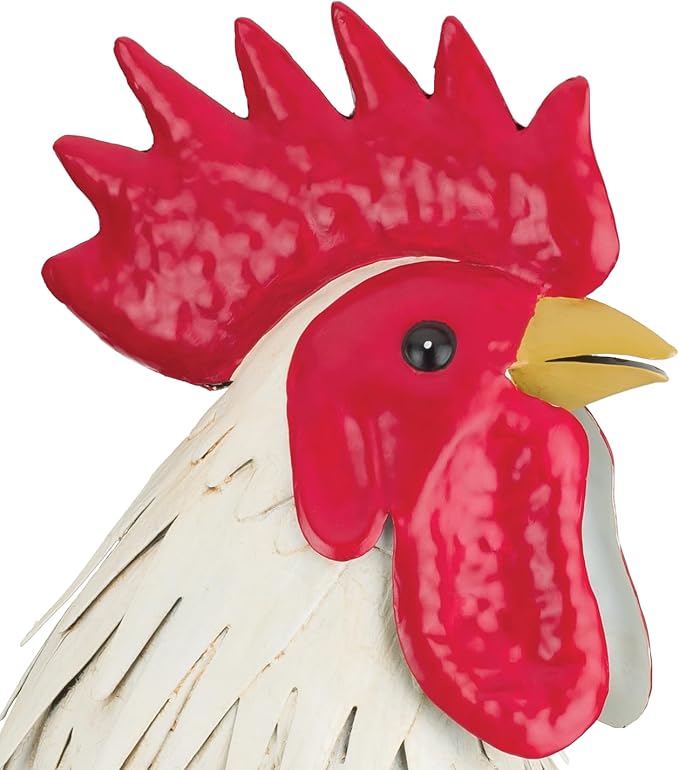 Regal Art & Gift Handcrafted Metal Rooster Statue, Weather-Resistant Farmhouse Yard Art, Indoor/Outdoor Garden Sculpture, Detailed Feather Design, Decorative Bird for Home & Garden, Murray, 20" Height