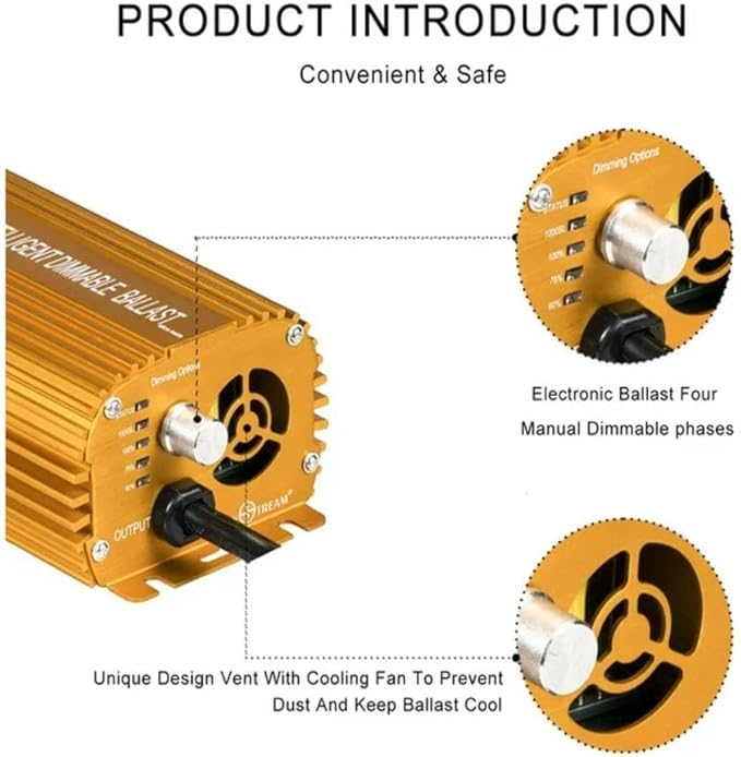 SunStream 600 Watt HPS Light Dimmable Electronic Grow Light Ballast for Indoor Plant (Yellow)