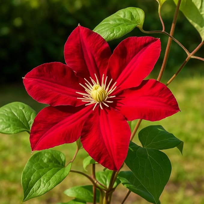 Perennial Farm Clematis Charmaine (Regal® Series) Hybrid – Live Clematis Vine in 4 Quart Container, Large Double Red Blooms, Compact Climber, Long Blooming, Ideal for Trellises, Arbors & Containers