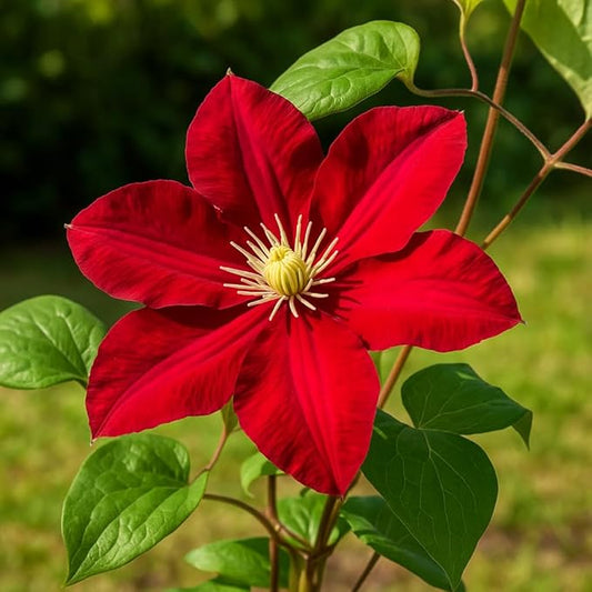 Perennial Farm Clematis Charmaine (Regal® Series) Hybrid – Live Clematis Vine in 4 Quart Container, Large Double Red Blooms, Compact Climber, Long Blooming, Ideal for Trellises, Arbors & Containers