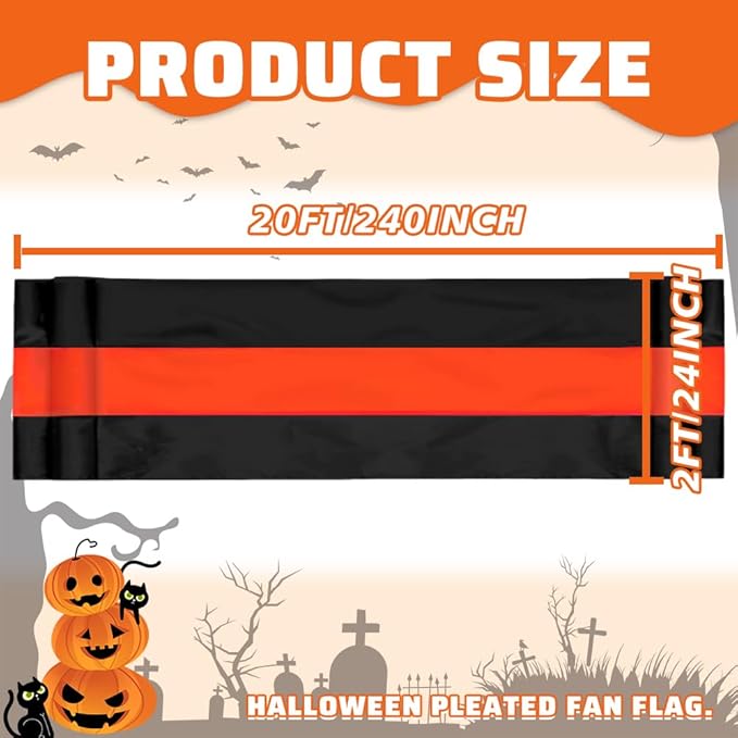Halloween Bunting Flag- 3 Stripe Orange & Black Bunting Flags Trick or Treat Halloween Decor Outside Wall Garden Porch Indoor Home - 24" x 240"