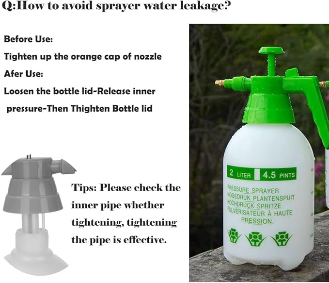 1/2 Gallon Handheld Pump Sprayer, 2 Pack Garden Pressure Sprayer with Adjustable Brass Nozzle, Multi-Purpose 75 Oz Water Spray Bottle Ideal for Watering, Fertilizing, Cleaning (White-2L)
