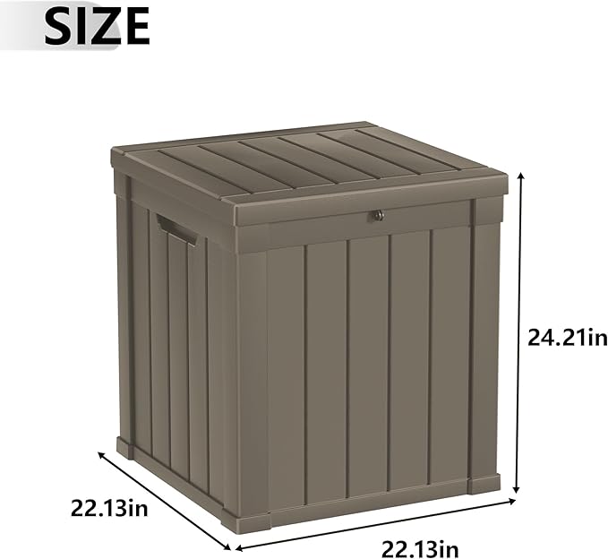 50 GallonOutdoor Storage Box,Resin Deck Boxes Waterproof, IndoorOutdoor Bin for Package Delivery, Patio Cushions, Gardening Tools, Lockable, UV Resistant