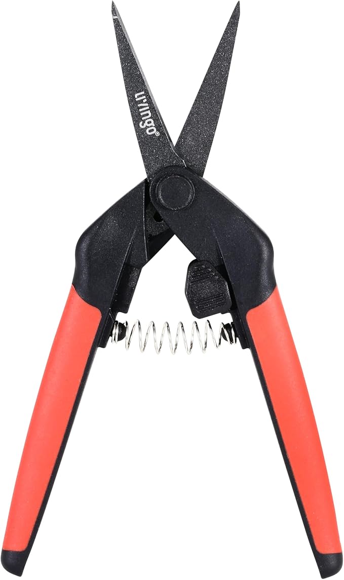 LIVINGO Sharp Garden Pruning Shears - 2 Pack 6.5” Spring Loaded Handles, Non-Stick Teflon Coated Stainless Steel Blades Scissors for Trimming Plant, Flower