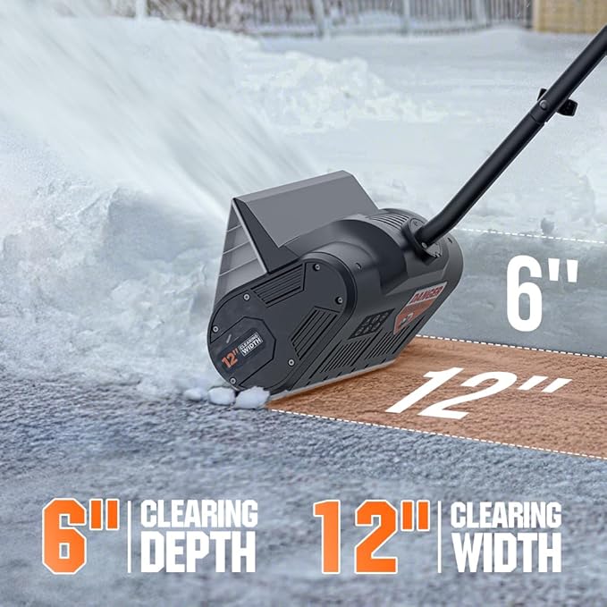 Litheli 2 x 20V 4.0Ah Cordless Snow Shovel,12-Inch Snow Blower Battery Powered, Efficient Brushless Motor Snow Thrower, 25-Feet Snow Throwing Distance