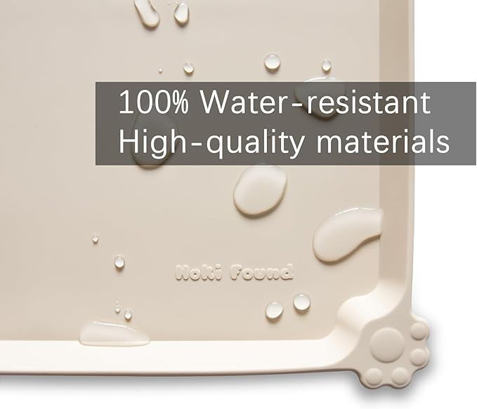 Hoki Found L Silicone Non Slip Pet Dog Cat Bowl Mats - Waterproof Dog Cat Food Mats for Carpet - PapayaWhip