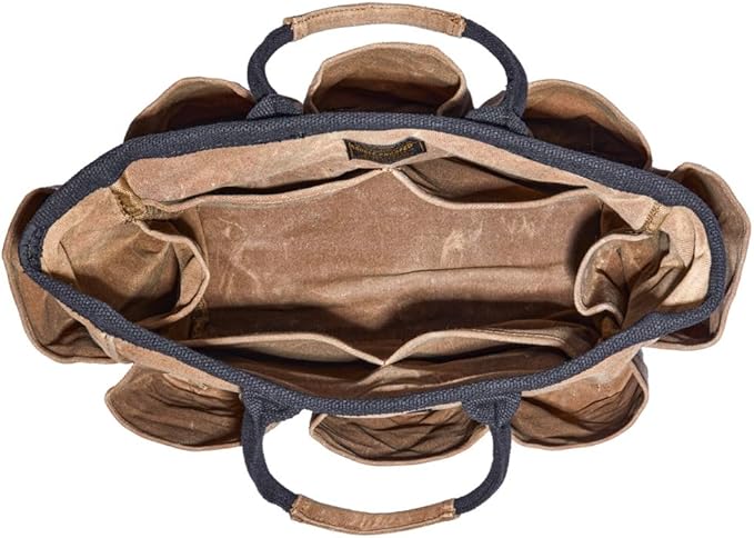 14" Waxed Canvas Supply Bag/Garden Tool Tote/Cleaning Organizer/Mobile Bar/Versatile Storage Tote With Pockets/Utility Bag with Heavy Duty Handles