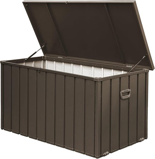 200 Gallon Outdoor Storage Deck Box Waterproof, Large Patio Storage Bin for Outside Cushions, Throw Pillows, Garden Tools, Lockable (Dark Brown)