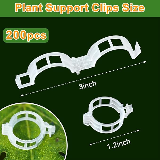 200 Pcs Plant Support Garden Clips, Tomato Clips, Crop Clips for Vine Vegetables, Fixing Tomato, Sweet Pepper, Eggplant, Makes Plants Grow Upright and Healthier