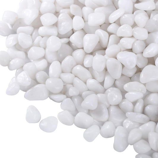 15lbs White Rocks, 3/8 Inch Small White Pebbles for Plants, Vase, Garden, Decorative Pea Gravel for Landscaping, Polished