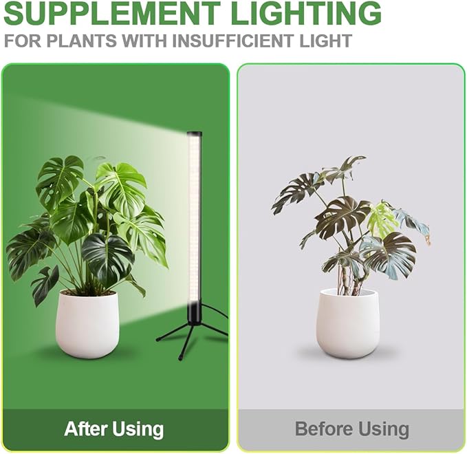 T10 Vertical Grow Light, 6000K Full Spectrum Desktop Plant Light 16.7",Hung or Stood, with 3 Modes & 5 Dimming Levels, Suitable Small & Medium Plants Indoors, Auto On Off Timing 4/8/12/18Hrs (1)