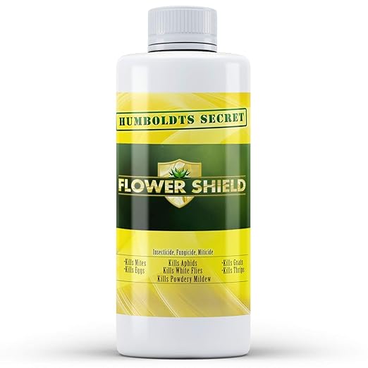 Humboldts Secret Flower Shield | Insecticide, Pesticide, Miticide, Fungicide | Bug Spray for Plants | Spider Mite & Powdery Mildew Control | Indoor & Outdoor | Houseplant & Garden | 8 Ounce