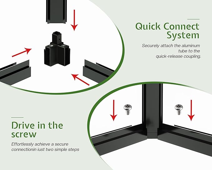 Jocisland 8x16x7.5 FT Polycarbonate Greenhouse with Quick Connectors, Outdoor Aluminum Greenhouses with Ventilation and Rain Gutter, Large Walk in Greenhouse for Backyard Garden, Black