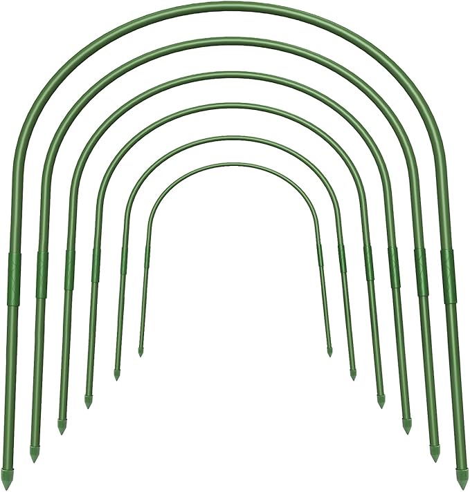 FOTMISHU 6Pcs Garden Hoops, 19.7"x23.6" Greenhouse Hoops Rust-Free Grow Tunnel, Garden Stake with Plastic Coated Plant Supports for Raised Beds Row Cover Garden Fabric