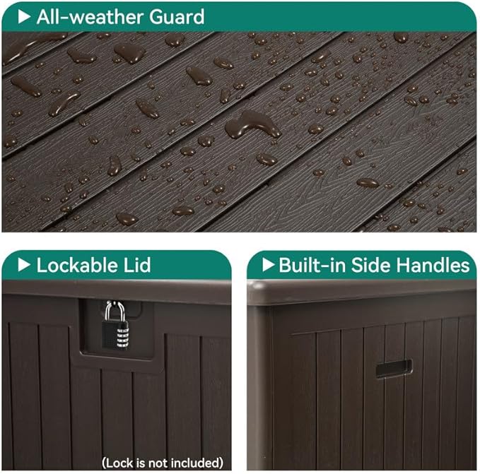 YITAHOME XL 150 Gallon Large Deck Box,Outdoor Storage for Patio Furniture Cushions,Garden Tools,Waterproof,Lockable (Black)