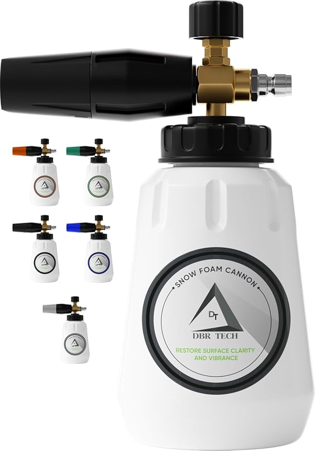 Foam Cannon for Pressure Washer, 1.1mm Orifice, 1000-4000 PSI, 1/4 Inch Quick Connector, Wide Neck and Adjustable Spray, Heavy Duty Car Snow Foam Blaster for Superior Foaming & Deep Clean, Black