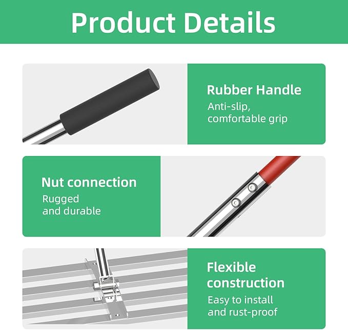 Lawn Leveling Rake 30"x10", Heavy-Duty Stainless Steel Yard Leveling Rake, Professional Soil Leveling Tool for Pastures, Golf Lawns, Gardens, Yards (Silver)