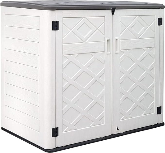KINYING Larger Outdoor Storage Shed Weather Resistance, Horizontal Outdoor Storage Box Waterproof for Garden, Patios, Backyards, 48 Cu.ft Capacity for Garbage Cans, Lawn Mower, Garden Tools