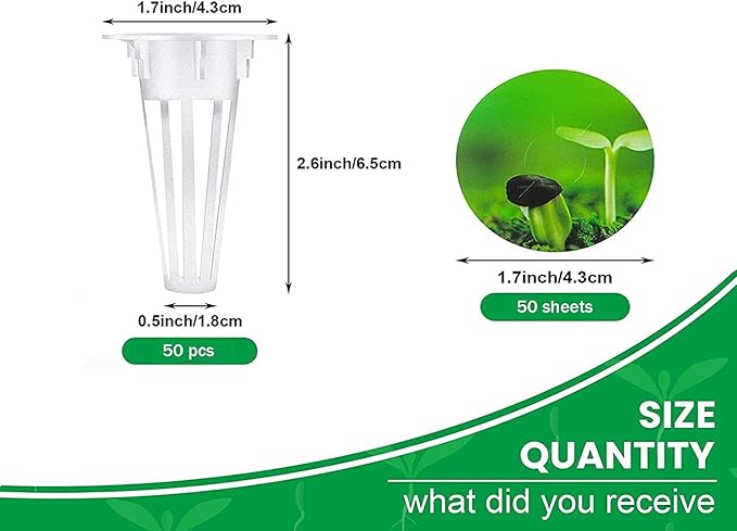 100 PCS Hydroponic Baskets Kit, 50 Pcs Hydroponic Grow Baskets and 50 Pcs Seed Pot Label for Grow Basket, Compatible with Hydroponic Growing System