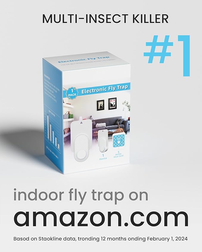 2PCS Fruit Fly Traps for Indoors- Highly Effective UV Blueish-Purple Light | Plug-in Fly Trap for Flies, Fruit Flies, Moths, Gnats, and Other Flying Insects, with 10 Sticky Pads(FT91-2pc)